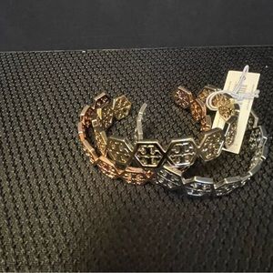 Tory Burch- $150 Frozen Hex Logo Bracelet in Gold, Rose Gold, or Silver, NWT